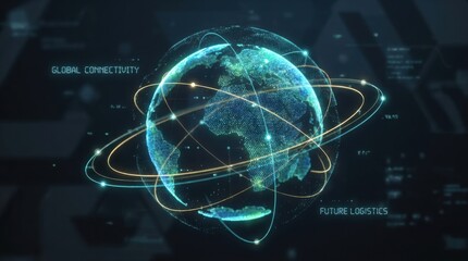 Obraz premium Digital globe representing global connectivity and logistics future.