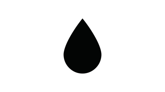Black drop, droplet icon, waterdrop shape, liquid symbol