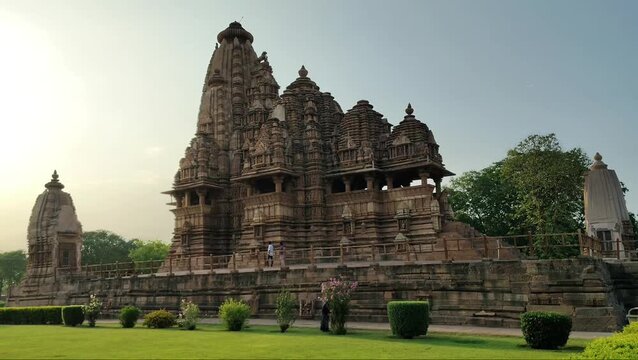 Sunset Landscape View of Ancient Khajuraho Temple