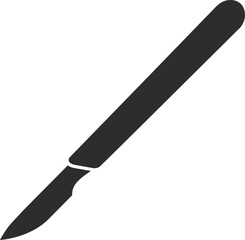 Fototapeta premium Black silhouette icon of a surgical scalpel knife, ideal for operating room infographics, medical procedure guides, surgery department signage, and healthcare training materials
