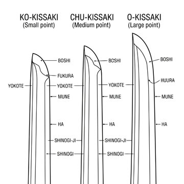 Katana Tip Anatomy Comparison Technical Illustration

