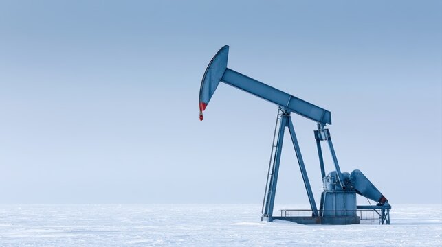Industrial oil pump jack in snowy landscape representing global energy markets