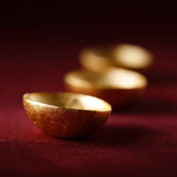 traditional chinese gold yuanbao ingots wealth prosperity concept