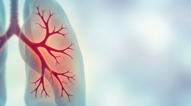 A detailed 3d illustration depicting the complex bronchial tree structure within human lungs for medical science, Respiratory system health, Anatomy concept