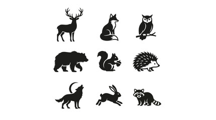 Obraz premium set vector of wild animals and forest animals