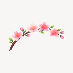 Obraz premium Delicate cherry blossom branch illustration.