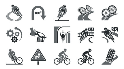 Obraz premium Bicycles and cycling icons set.