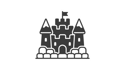 Black and white castle icon. © Ragil
