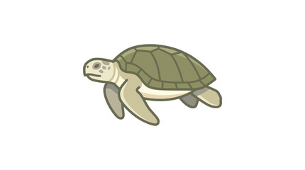 Cartoon sea turtle swimming alone. © Ragil