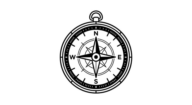 Vintage style nautical compass illustration with cardinal directions.
