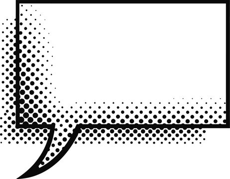 Rectangular speech bubble with halftone pattern for comic book