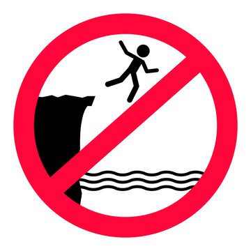 No cliff jumping / diving icon / signage