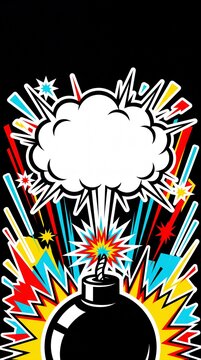 Comic style exploding bomb with a large blank smoke cloud for Black Friday mega sale copy space.