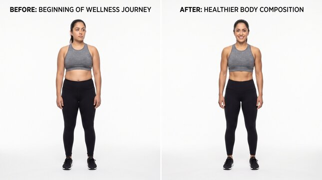 Weight Loss Before and After Body Transformation Showing Healthy Fitness Progress and Improved Body Composition