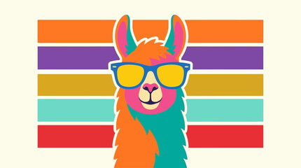 Fototapeta premium Colorful llama wearing trendy sunglasses.
