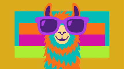 Fototapeta premium A colorful llama wearing sunglasses.