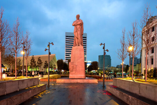 Jafar Jabbarli Monument at Dusk Baku Square