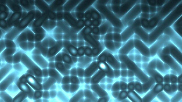 Abstract Moonlit Asteroid gradient background animation featuring rounded capsule-like cells that travel and shift across a luminous organic mosaic.