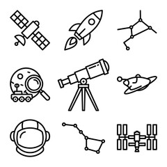 Space Objects and Exploration Equipment. © dayat