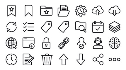 Fototapeta premium Minimalist user interface and web navigation line icon set.