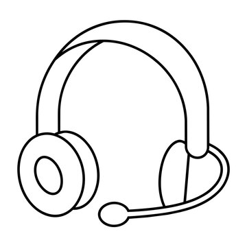 back to school for education headset headphone line icon. Education and business stationary concept.