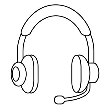 back to school for education headset headphone line icon. Education and business stationary concept.