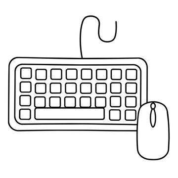 keyboard and mouse line icon. Education and business stationary concept.