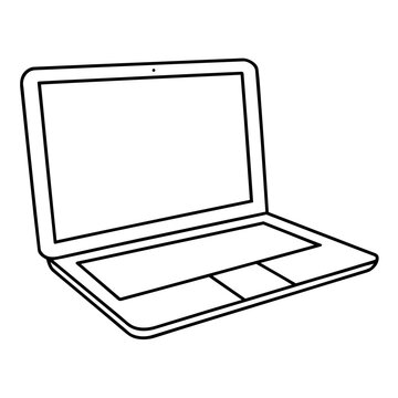 notebook laptop clipart line icon. Education and business stationary concept.