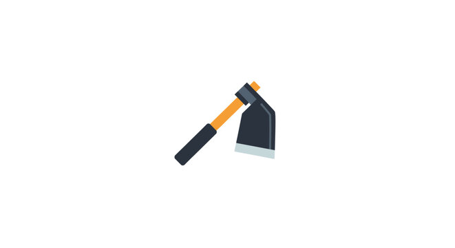 A flat vector illustration of a sharp metal hand axe on a white background