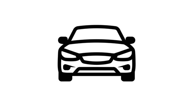 A simple black and white icon representing a generic modern passenger vehicle