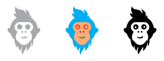 Monkey face logo icon silhouette, Clipart vector illustration. PNG. Editable stroke. monkey head icons. chimpanzee face. © Newton