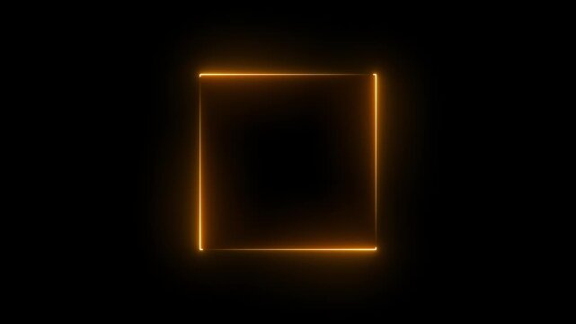 Golden neon square frame with smooth light sweep and subtle liquid distortion on transparent background seamless loop overlay Suitable. motion graphic of rectangle frame concept