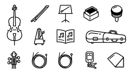 Musical Instruments & Accessories: Cello, Metronome, Sheet Music, Case, Tuner, Strings © Re