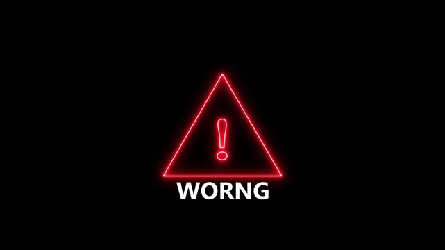 Exclamation mark warning symbol inside triangle frame with text wrong on black background alert. motion graphic of triangle frame warning concept.