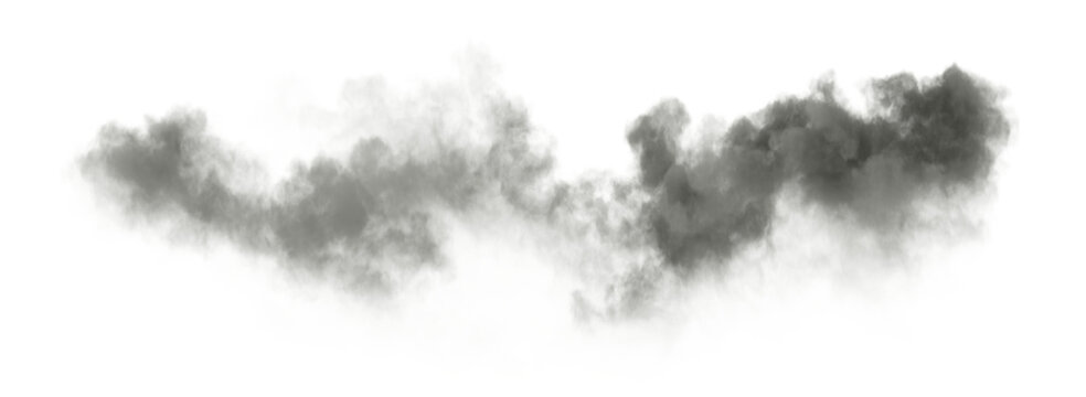 Horizontal wispy grey cloudy atmosphere on transparent backgrounds 3d illustrations png