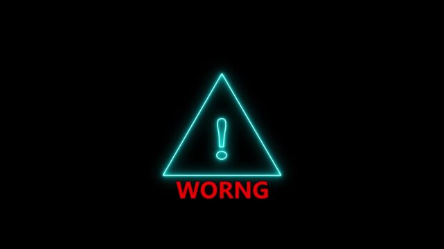 Exclamation mark warning symbol inside triangle frame with text wrong on black background alert. motion graphic of triangle frame warning concept.