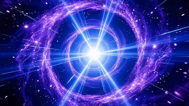 Sci-fi cosmic vortex with glowing blue ring