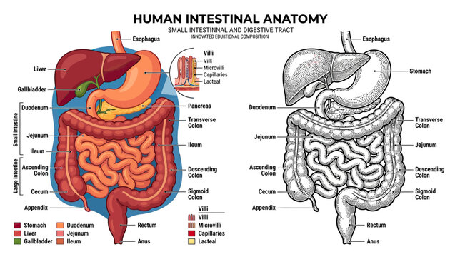 Human Digestive System Anatomy: Small and Large Intestine