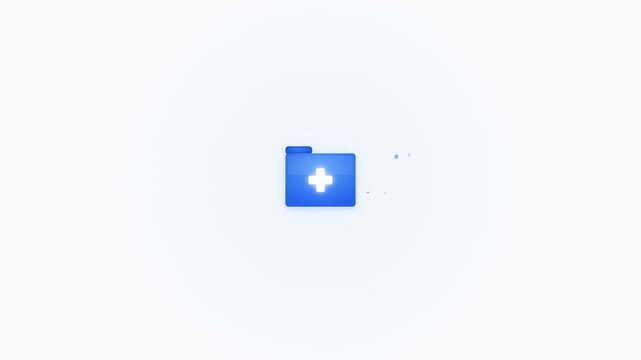 Medical digital file folder icons set on white background
