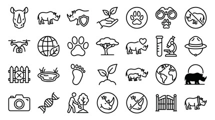 Nature conservation and wildlife protection icon set. © muhammad