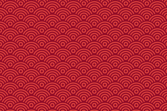 Japanese decorative Seigaiha seamless pattern, Japanese traditional geometric wave motifs design