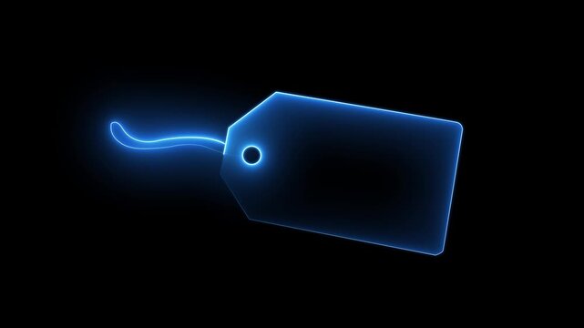 Isolated Blank Beige Price Tag. neon line price tag frame animation on black background.4k