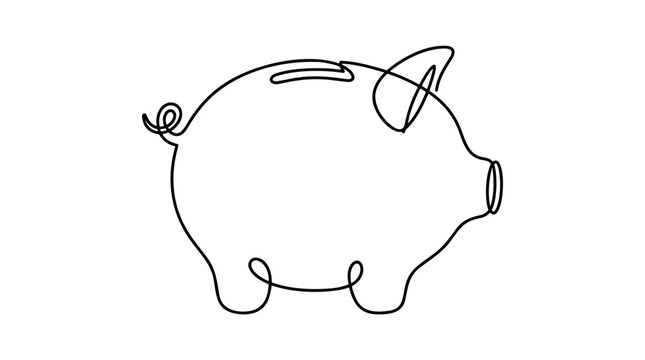 A simple line drawing of a piggy bank for the concept of saving money.