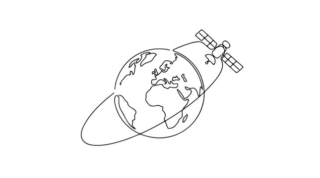 Satellite orbiting the Earth for the concept of global communication and technology.