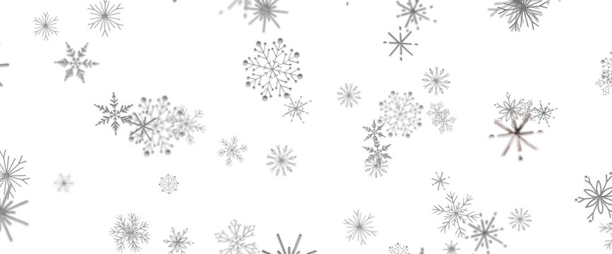 Beautiful winter snow falling with elegant snowflake patterns