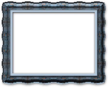 Decorative rusted metal frame with transparent background