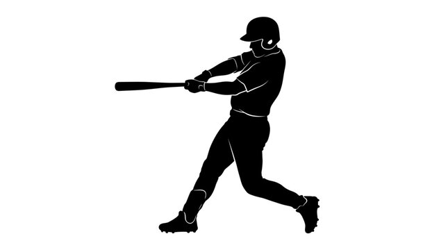 Soccer Baseball player, batter silhouette, sports icon, athletic pose, black vector isolated on Transparent Background Vactor EPS