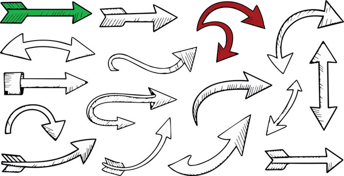 arrow curved bent looped and straight arrow sketches for diagrams
