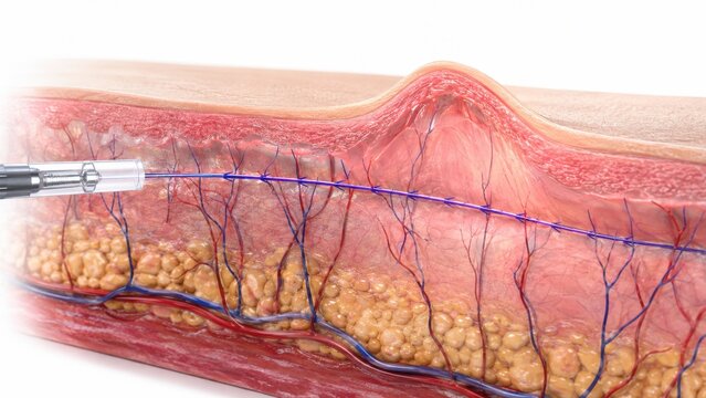 PDO thread lift procedure medical 3D illustration