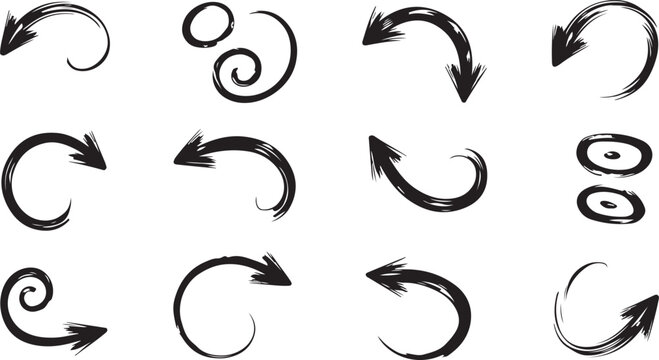 arrow spiral curl arrow icon pack directional brushstroke elements